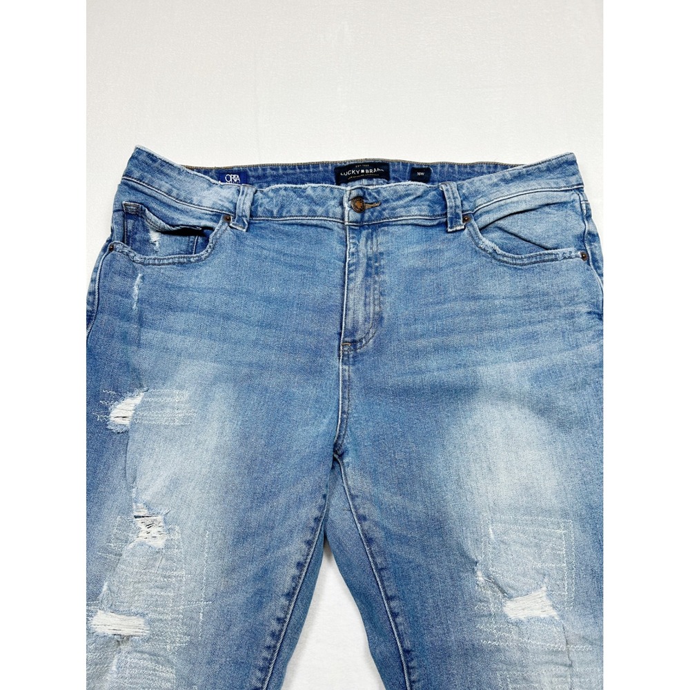 Lucky Brand Reese Boyfriend Crop Jeans 16W Medium Wash Distressed Ripped